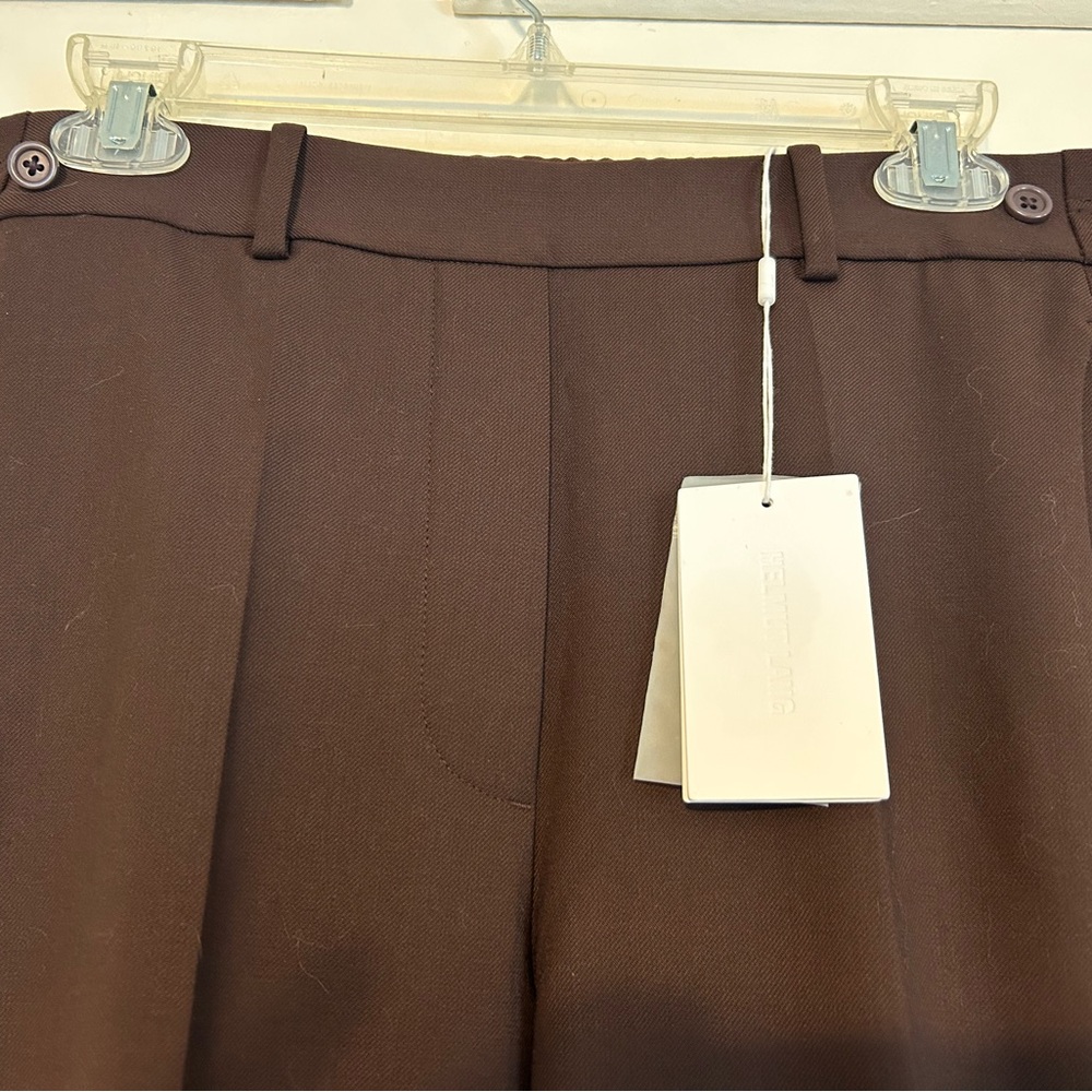 Brown Helmut Lang trousers- tapered leg: size 4 US. Wool- never worn. With tags